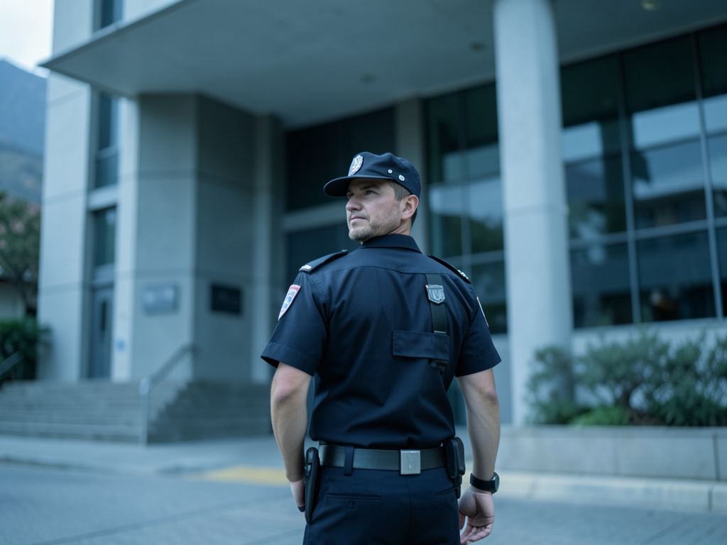 Guardia de seguridad en un edificio público