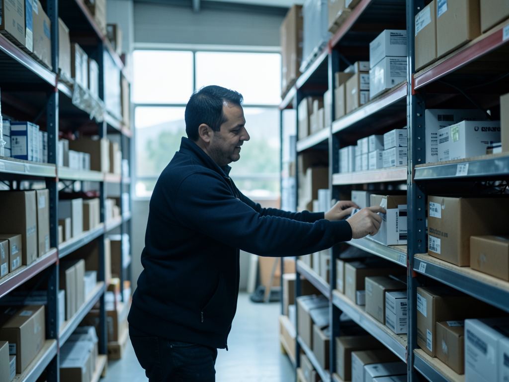 Bodega con cajas de suministros