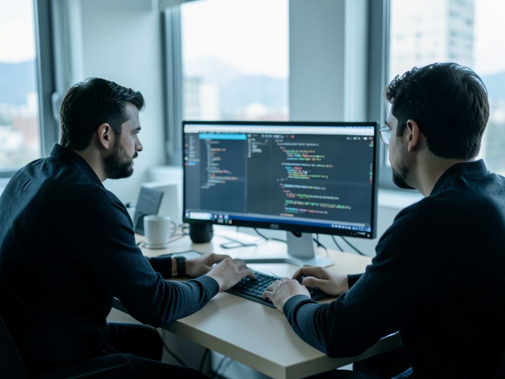 Dos desarrolladores trabajando en conjunto